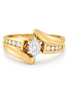Natural 0.52 Carats Diamonds Engagement Ring 14k Gold